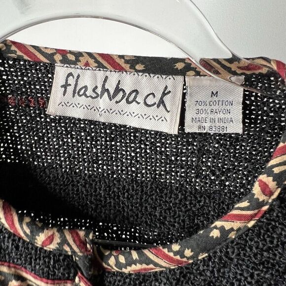 Flashback Jacket Womens Medium Black Knit Boho Tassel Western Intricate Vintage - Picture 12 of 13